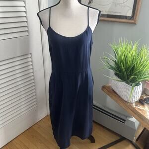 Joe Fresh Slip Dress Womens 6 Navy Blue Silk Dainty Strappy Retro Y2K Minimalist